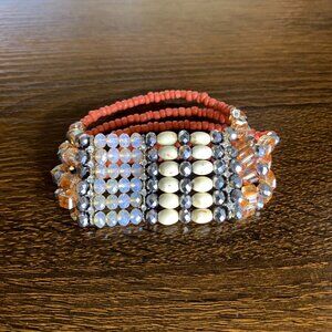 Coral Multi-Strand Beaded Bracelet